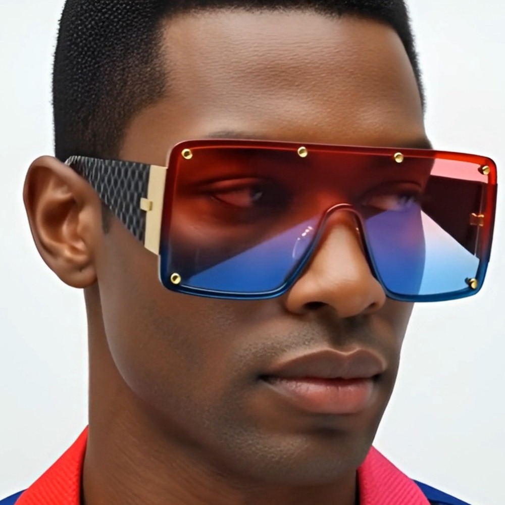 SUNGLASSES MEN CELEBRITY STYLE SHIELD FANCY FLAT TOP‎ RETRO MODERN LENTES GAFAS